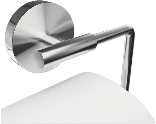 Toilettenpapierhalter aus Metall zur Wandmontage mit Toilettenpapierrolle.