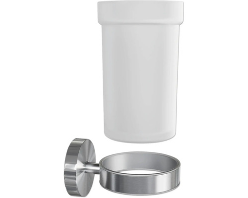 Zahnputzbecher mit Wandhalterung aus Edelstahl
