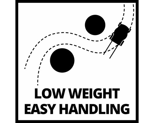 Symbol für geringes Gewicht und einfache Handhabung eines Rasenmähers