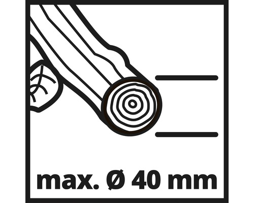 Symbol für maximale Holzdurchmesser von 40 Millimetern