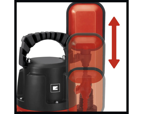 Detail einer Schmutzwasserpumpe mit Schwimmerschalter und Funktionsanzeige