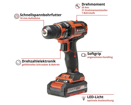 Einhell Akku-Bohrschrauber mit Schnellspannbohrfutter