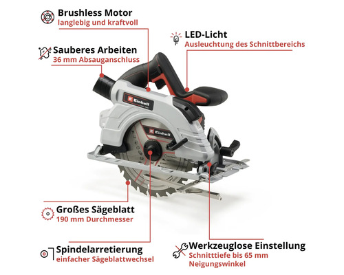 Einhell Akku Handkreissäge mit 190 Millimeter Sägeblatt