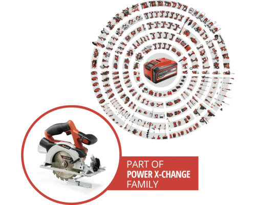Einhell Power X-Change Familie mit Handkreissäge und Akku