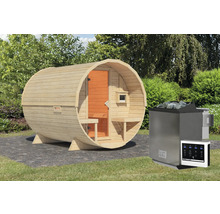 Fasssauna Karibu Rondi 2 inkl. 9 kW Bio Ofen u.ext. Steuerung mit Holztüre und Isolierglas wärmegedämt-thumb-0 Fasssauna Karibu Rondi 2 inkl. 9 kW Bio Ofen u.ext. Steuerung mit Holztüre und Isolierglas wärmegedämt-thumb-0
