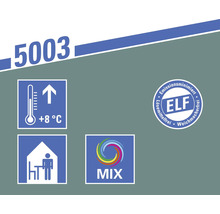Informationen zu den Produkteigenschaften: Lagertemperatur über 8 Grad Celsius, geeignet für Innenräume, mischbar, ELF Logo: emissionsminimiert, lösemittelfrei, weichmacherfrei.