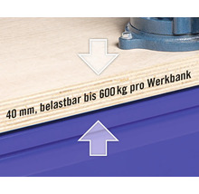 Werkbank Industrial A 4.0 1180 x 880 x 700 mm 1 Tür 9 Schubladen grau/blau-thumb-9