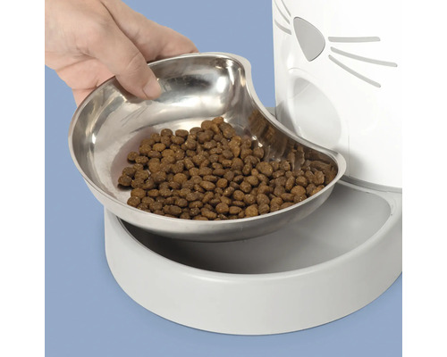 Katzenfutterautomat mit Futternapf aus Edelstahl und Futter