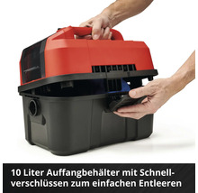 Nass Trockensauger mit 10 Liter Behälter und Schnellverschlüssen zum einfachen Entleeren