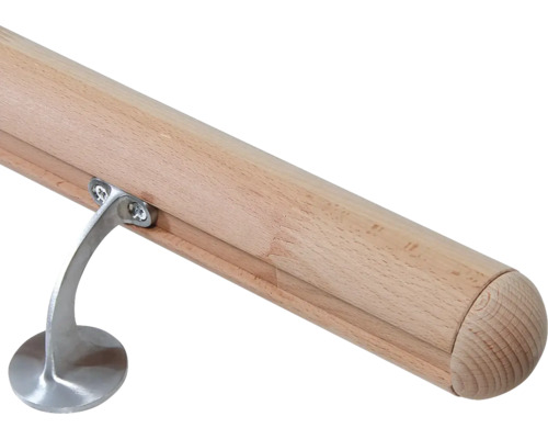 Holzhandlauf mit Metallhalterung