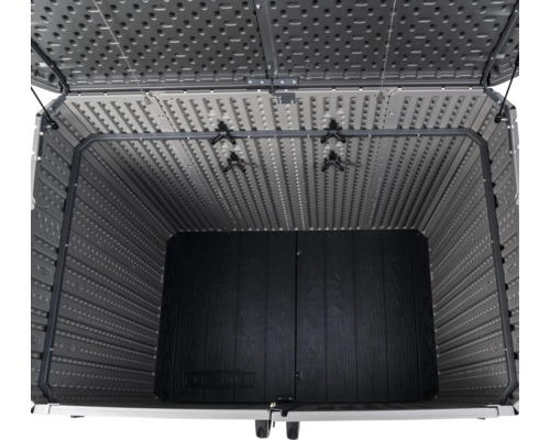 Innenansicht einer geöffneten Gerätebox mit Doppeltür