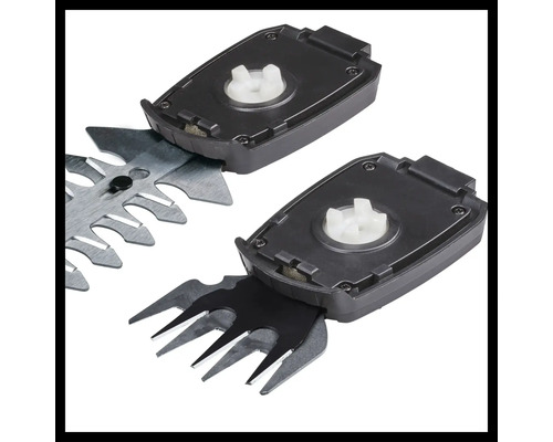 Zwei Grasscheren- und Strauchscheren-Aufsätze im Detail