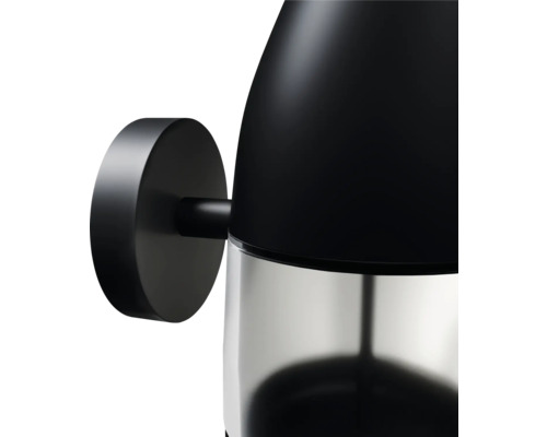 Schwarze Wandleuchte mit klarem Lampenschirm