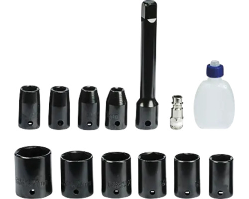 Steckschlüsselsatz mit Verlängerung, Adapter und Ölflasche