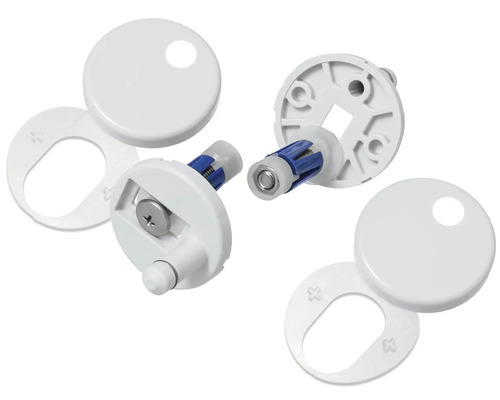 Einzelne Toilettensitzbefestigungen mit Schrauben und Abdeckungen