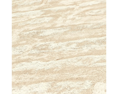 Nahaufnahme einer hellen Vinyltapete mit Holzstruktur.