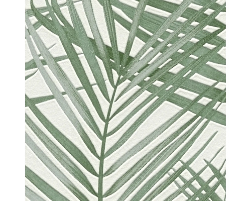 Detailaufnahme einer Tapete mit Palmenblattmuster