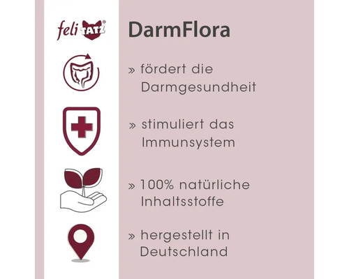 Feli TATZ Logo. Darmflora fördert die Darmgesundheit, stimuliert das Immunsystem, 100 % natürliche Inhaltsstoffe, hergestellt in Deutschland.