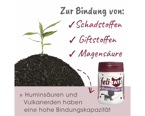 Felitatz Magen Schutz zur Bindung von Schadstoffen, Giftstoffen und Magensäure mit Huminsäuren und Vulkanerden.