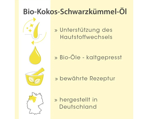 Bio Kokos Schwarzkümmel Öl Merkmale