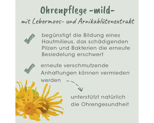 Informationen zur Ohrenpflege mit Lebermoos und Arnikablütenextrakt