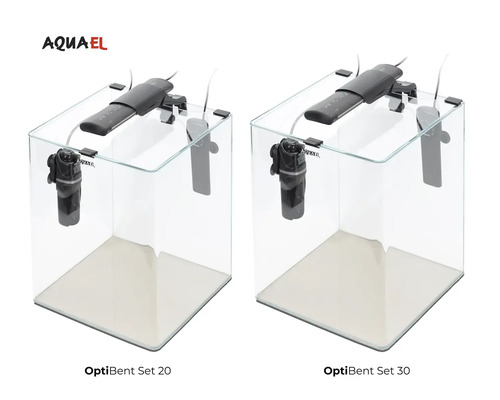 Zwei Aquael OptiBent Aquarien mit Filter und Beleuchtung