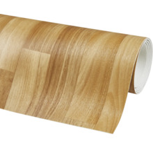 Gerollter Vinylboden mit Holzoptik.