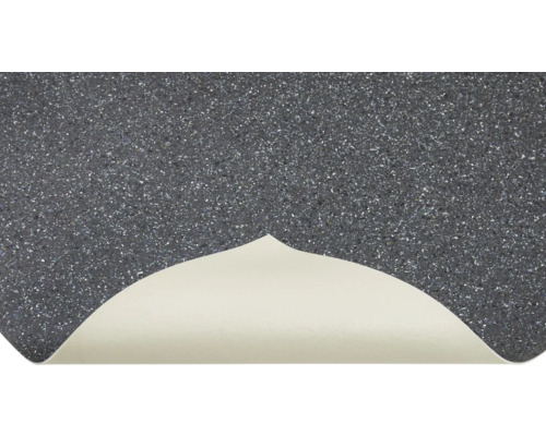 Detailansicht einer grauen Bodenmatte mit gewendeter Ecke