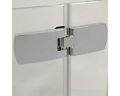 Detailaufnahme eines Duschbeschlags an einer Duschkabine