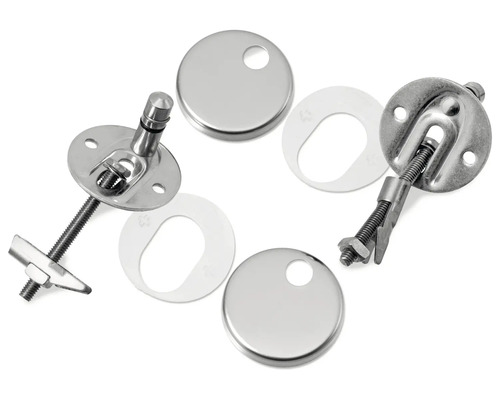 Befestigungsset für WC-Sitze mit Montageelementen, Unterlegscheiben und Abdeckungen
