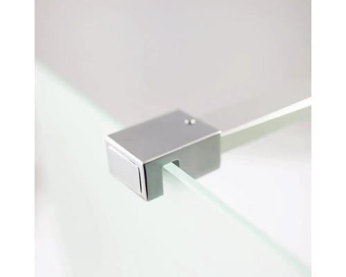 Detailansicht einer Glasbodenbefestigung aus Metall