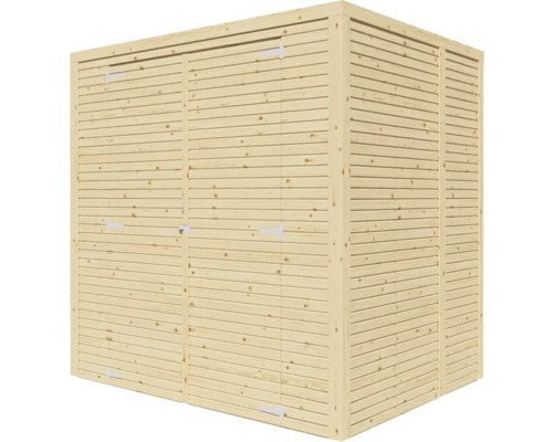 Holzgartenhaus mit Lamellenoptik und Doppeltür