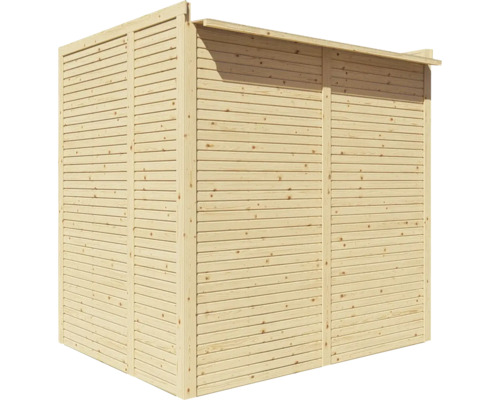 Holzgartenhaus mit horizontaler Verkleidung.