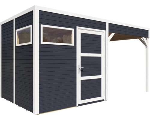 Gartenhaus Bertilo Cubo 2 inkl. Anbaudach und Fußboden 449 x 240 cm anthrazit exclusiv bei Hornbach