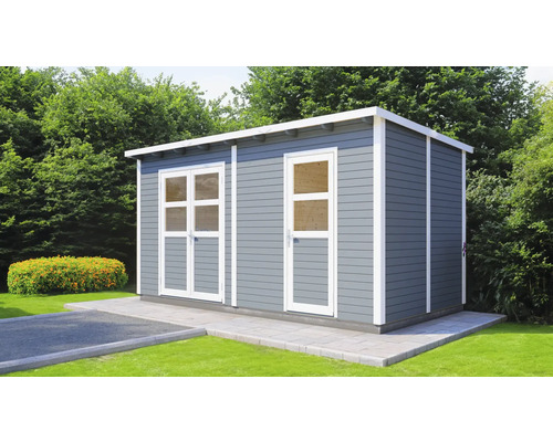 Gartenhaus Bertilo Laisholm 2 inkl. Fußboden 462 x 265 cm hellgrau exclusiv bei Hornbach