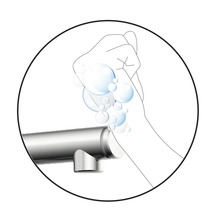 Symbol für Händewaschen unter einem Wasserhahn