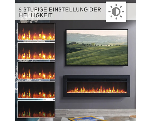 Elektrischer Kamin mit fünf Helligkeitsstufen