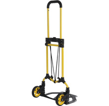 Zusammenklappbarer Treppensteiger mit sechs Rädern für den Transport von Lasten.