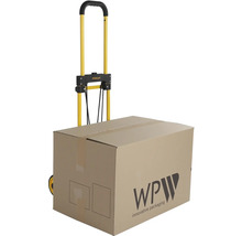 Paket auf einer gelben Sackkarre