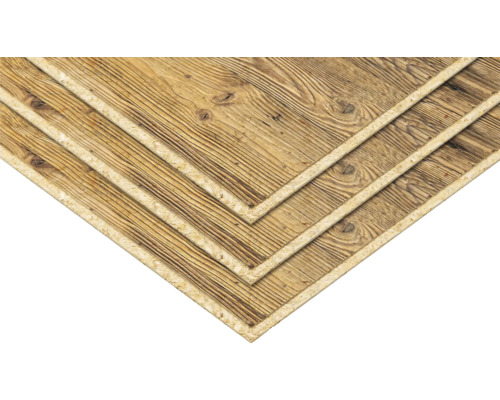 Drei Holzpaneele mit rustikaler Holzmaserung