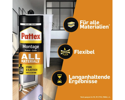 Pattex Montagekleber für alle Materialien.