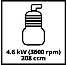 Symbol für Motorleistung 4,6 kW, 3600 Umdrehungen pro Minute, 208 ccm