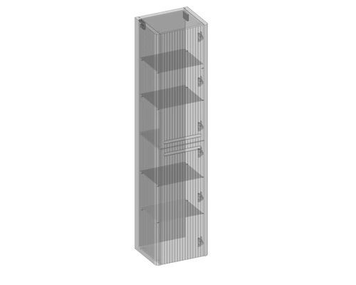 Badezimmerschrank mit mehreren Regalen und Handtuchhalter