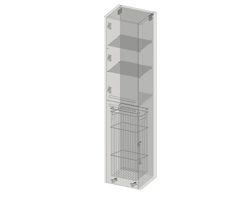 Hochschrank mit Regalböden und Drahtkörben