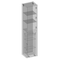 Hochschrank mit Regalböden und Wäschekorb