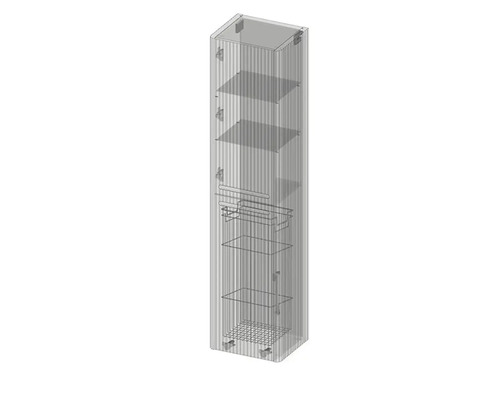 Hochschrank mit Regalböden und Ablagekörben