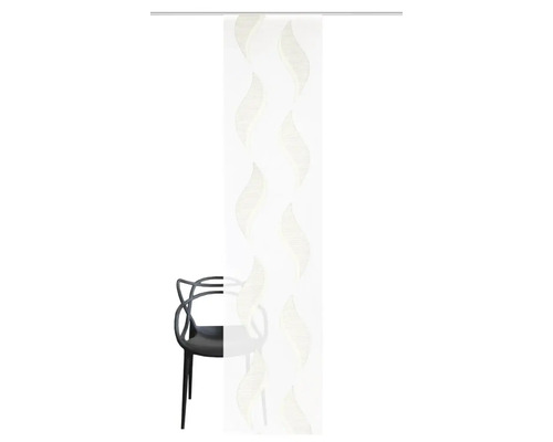 Schiebegardine mit abstraktem Muster und Dekorationssessel