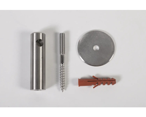 Befestigungsmaterial bestehend aus Bolzen, Schraube, Unterlegscheibe und Dübel