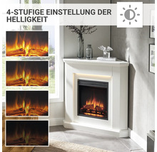 Eckkamin mit simuliertem Feuer und vierstufiger Helligkeitseinstellung