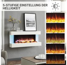 Elektrischer Kamin mit fünf Helligkeitsstufen zur Wandmontage